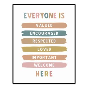 Everyone Is Welcome Here, Boho Classroom Decor, Classroom Poster, Educational, Diversity Sign, Back To School Welcome Sign, Inclusive Art Decor, Unframed (8X10 INCH) (8X10 INCH)