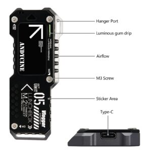 ANDYCINE Lunchbox V M.2 SSD NVME&SATA Enclosure M.2 Case up to USB 3.1 Gen 2 10Gbps RTL9210B Chips Compatible for Selected Camera,PC, Mobile Phone and Laptop (Black Color)