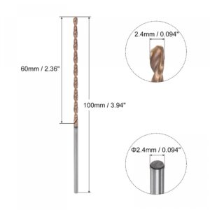 uxcell Twist Drill Bit, 2.4mm Jobber Drill Bit Nanoscale Titanium Coated K35 Tungsten Carbide Straight Shank 100mm Length for Drilling Stainless Steel Alloy Steel