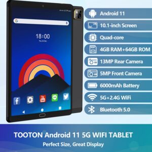 Tablet 10 Inch Android 11 Tablets 64GB Storage, 4GB RAM 128GB Expandable, Google Certified Tablet Support Dual Band WiFi 5+2.4Ghz, IPS HD Screen with 13MP Camera, 6000mAh Battery, Tablet PC-2023