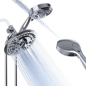 v-frankness shower head with handheld combo, high pressure 69 settings shower head buit in power wash mode, with soild brass diverter and 70 inches extra long stainless steel hose (chrome)