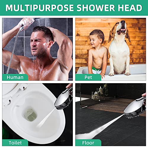 V-Frankness Shower Head with Handheld Combo, High Pressure 69 Settings Shower Head Buit in Power Wash Mode, with Soild Brass Diverter and 70 Inches Extra Long Stainless Steel Hose (Chrome)