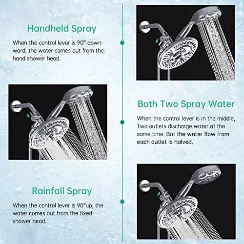 V-Frankness Shower Head with Handheld Combo, High Pressure 69 Settings Shower Head Buit in Power Wash Mode, with Soild Brass Diverter and 70 Inches Extra Long Stainless Steel Hose (Chrome)