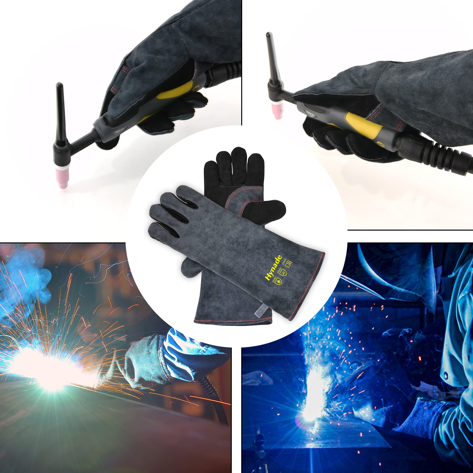 MTS155FX Flux Mig Welding Machine, Dual Voltage 110/220V Tig Stick Welder-Welding Gloves 16 Inches