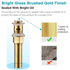 Gold Bathroom Sink Faucet and Pop Up Drain with Overflow