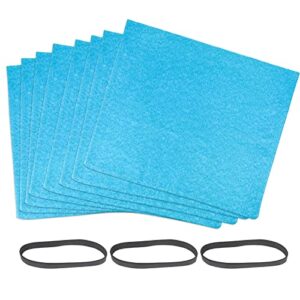 8 pack 25-1217 reusable dry filter replacement for stanley 1-6 gallon wet/dry vacuum, with 3 retaining bands