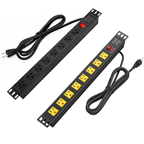 BTU Power Strip Surge Protector Rack-Mount PDU, 8 Right Angle Outlets Wide-Spaced, Heavy Duty 1U Rack Mount PDU Power Strip for Server Racks, 160 Joules, 15A/125V, 6ft Cord