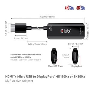 Club 3D CAC-1335 HDMI 2.1 to DisplayPort 1.4 4K120Hz or 8K30Hz M/F Active Adapter