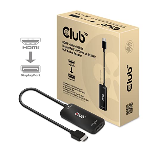 Club 3D CAC-1335 HDMI 2.1 to DisplayPort 1.4 4K120Hz or 8K30Hz M/F Active Adapter