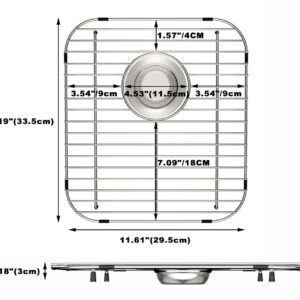 SlimmKISS Kitchen Sink Grid Stainless Steel Sink Protectors, Sink Bottom Grid Sink Racks for for Single or Double Bowl Sink, Corner Radius Sink Grate Rear Drain Hole with Sink Strainer,2pack