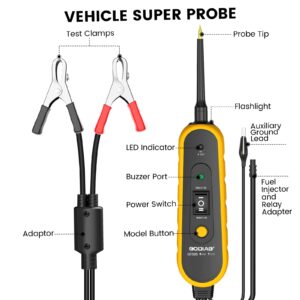 GODIAG Power Circuit Probe Kit, Electrical System Tool Short Tester Car Fuse Relay Automotive Circuit Tester Fuel Injector Tester&Cleaner Breaker Finder Tracer Tool with 20Ft Cable for 6-30V Vehicle