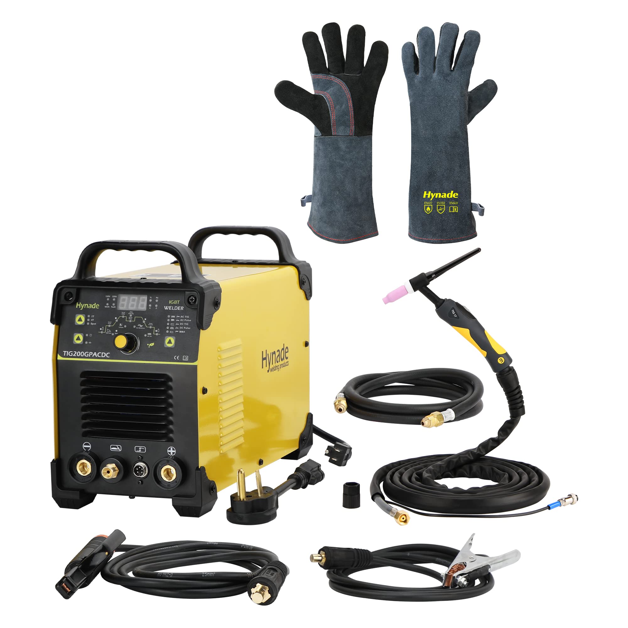 Tig welder TIG200GPACDC 200 Amp AC/DC Tig Welder/Arc/Spot Welder with Pulse AC/DC-Welding Gloves