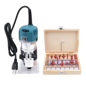 110V 800W Wood Router, 30000R/MIN Routers Tool Wood Trimmer Router Electric Hand Trimmer Laminate Milling Engraving (Wood Router Tool Set)