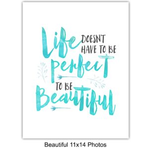 Blue Inspirational Motivational Quotes Wall Art - Inspiring Art Posters 11x14- Encouraging Self Improvement Positive Affirmations Sayings Wall Decor - Uplifting Encouragement Gifts for Empowered Women