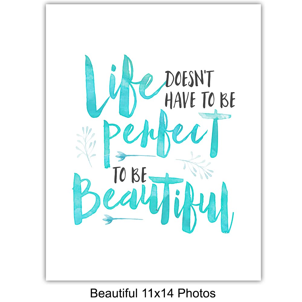 Blue Inspirational Motivational Quotes Wall Art - Inspiring Art Posters 11x14- Encouraging Self Improvement Positive Affirmations Sayings Wall Decor - Uplifting Encouragement Gifts for Empowered Women