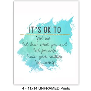 Blue Inspirational Motivational Quotes Wall Art - Inspiring Art Posters 11x14- Encouraging Self Improvement Positive Affirmations Sayings Wall Decor - Uplifting Encouragement Gifts for Empowered Women