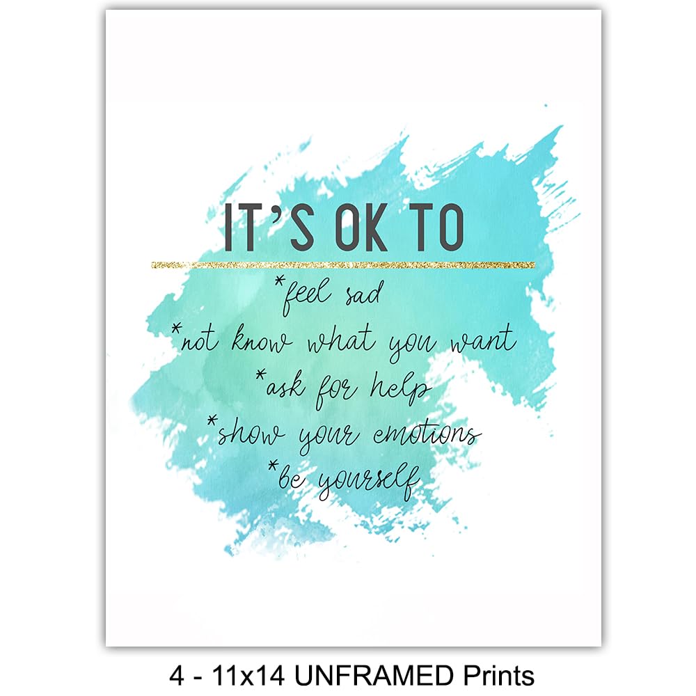 Blue Inspirational Motivational Quotes Wall Art - Inspiring Art Posters 11x14- Encouraging Self Improvement Positive Affirmations Sayings Wall Decor - Uplifting Encouragement Gifts for Empowered Women