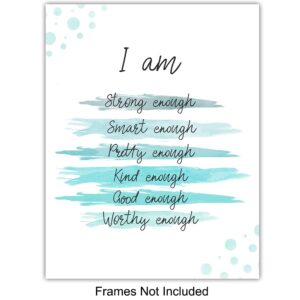 Blue Inspirational Motivational Quotes Wall Art - Inspiring Art Posters 11x14- Encouraging Self Improvement Positive Affirmations Sayings Wall Decor - Uplifting Encouragement Gifts for Empowered Women