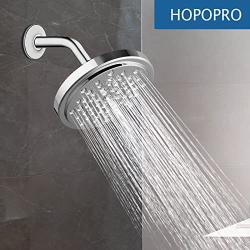 HOPOPRO NBC News Recommended Brand Modern 6 Inch Shower Arm Made of Stainless Steel Shower Head Extension Extender Pipe Arm with Flange and Teflon Tape