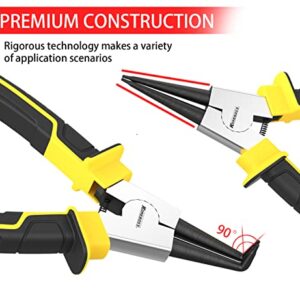 4 PCS Snap Ring Pliers Set Heavy Duty 7-Inch Internal/External Circlip Pliers Kits 5/64" Tip Straight/Bent Jaw for Ring Remover Retaining with Storage Bag