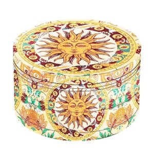 JWEX Grinder 3" Boho Grinder Sun Moon Unique Printing & Scraper Sun Yellow