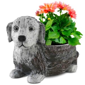 dog planter, dog shaped outdoor/indoor planter for succulents. 8.2 inch planter pot with drainage hole, ideal for dog lovers and housewarming gift