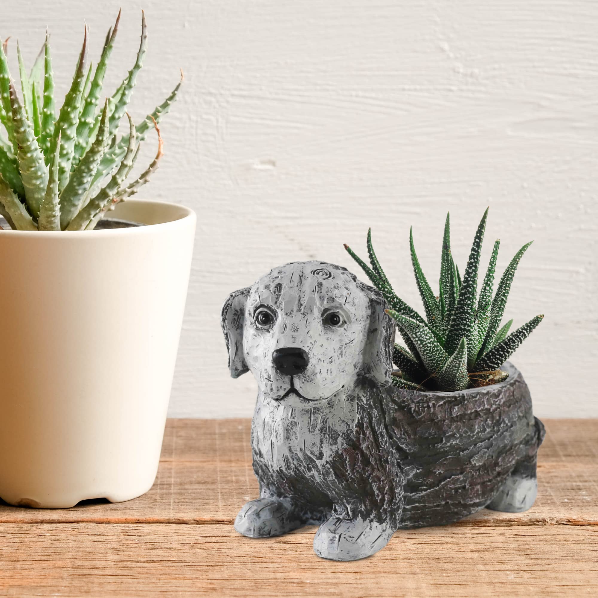 Dog Planter, Dog Shaped Outdoor/Indoor Planter For Succulents. 8.2 inch Planter Pot with Drainage Hole, Ideal for Dog Lovers and Housewarming Gift