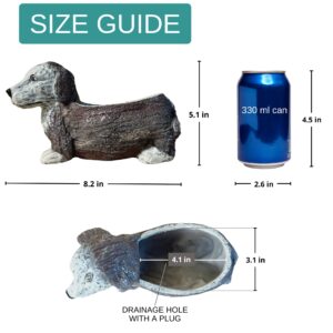 Dog Planter, Dog Shaped Outdoor/Indoor Planter For Succulents. 8.2 inch Planter Pot with Drainage Hole, Ideal for Dog Lovers and Housewarming Gift