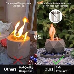 Kante Concrete Tabletop Fire Pit with 7.2" Dark Gray Base, Ethanol Fire Pit for Indoor&Outdoor, Portable Rubbing Alcohol Tabletop Fire Bowl, Mini Fireplaces for Smores Maker (Diamonds Style)