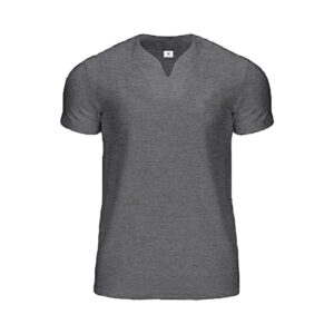 men's v neck workout gym t-shirts short sleeve training bodybuilding shirts lightweight slim fit muscle tee top (dark grey,3x-large)