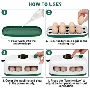 Egg Incubator for Hatching Chicks, 8 Eggs Poultry Hatcher, Cute Little Train Shape Egg Incubator, with Humidity Temperature Control, for Chickens Ducks Goose Quail Birds