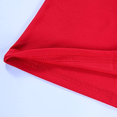 Men's Outdoor Sport Polo Shirt Lightweight Regular Fit Solid Tennis Shirts Casual Short Sleeve Slim Golf Shirts (Red,Small)