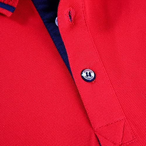 Men's Outdoor Sport Polo Shirt Lightweight Regular Fit Solid Tennis Shirts Casual Short Sleeve Slim Golf Shirts (Red,Small)