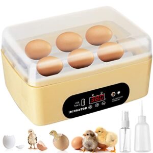 chicken egg incubator, automatic egg hatching incubator,4-6 mini eggs poultry hatcher with temperature control humidity display for hatching chicken quail duck bird eggs