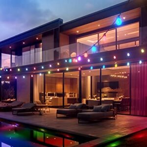 addlon 96FT Outdoor String Lights, Dimmable Outdoor Lights with Remote & APP Control, Patio Lights with 30 Waterproof Shatterproof LED Bulbs, Smart RGB String Lights Outsides Work with Alexa for Patio