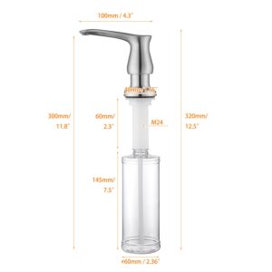 Soap Dispenser for Kitchen Sink Brushed Nickel,ICREEH Built-in and Refill from Top Design,Metal Hand Soap & Dish Soap Pump