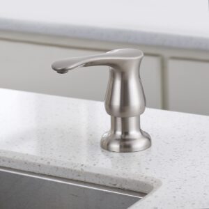 Soap Dispenser for Kitchen Sink Brushed Nickel,ICREEH Built-in and Refill from Top Design,Metal Hand Soap & Dish Soap Pump