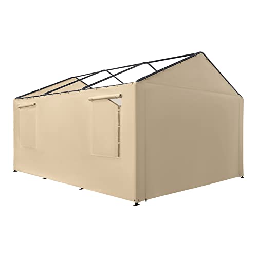 Gardesol Carport Replacement Sidewall, Replacement Sidewall Tarp for 10' x 20' Carport Frame, 180G Waterproof & UV Protected Replacement Sidewall Cover, Beige, Top Cover and Frame Not Included