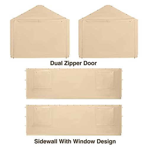 Gardesol Carport Replacement Sidewall, Replacement Sidewall Tarp for 10' x 20' Carport Frame, 180G Waterproof & UV Protected Replacement Sidewall Cover, Beige, Top Cover and Frame Not Included