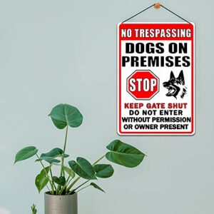 Funny Beware Of Dog Sign Warning Do Not Enter Metal Signs No Trespassing Dogs On Premises Tin Signs Dog In Yard Stop Keep Gate Closed Sign For Fence Door Outdoor Decorations 8x12 Inch