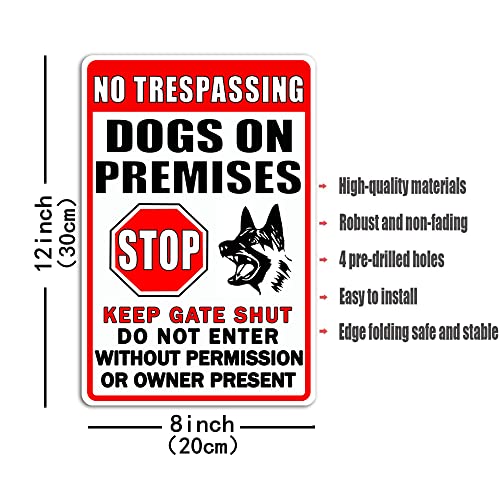 Funny Beware Of Dog Sign Warning Do Not Enter Metal Signs No Trespassing Dogs On Premises Tin Signs Dog In Yard Stop Keep Gate Closed Sign For Fence Door Outdoor Decorations 8x12 Inch