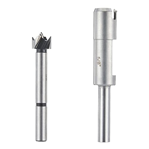 Anfrere 5/8" Wood Plug Cutter and Forstner Bit for Wood Cutting Tool Cork Drill Bit Knife, 3/8" Round Shank Carbon Steel Taper Tapered Cutting Tool Cork Drill Bit Knifes, WCB-A1