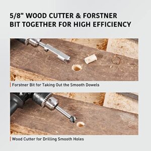 Anfrere 5/8" Wood Plug Cutter and Forstner Bit for Wood Cutting Tool Cork Drill Bit Knife, 3/8" Round Shank Carbon Steel Taper Tapered Cutting Tool Cork Drill Bit Knifes, WCB-A1