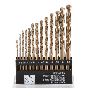 m35 cobalt round straight handle metric drill bit set 1.5mm-6.5mm drill bits suitable for stainless steel, hard metal, cast iron, copper, aluminum plastic(13pices)