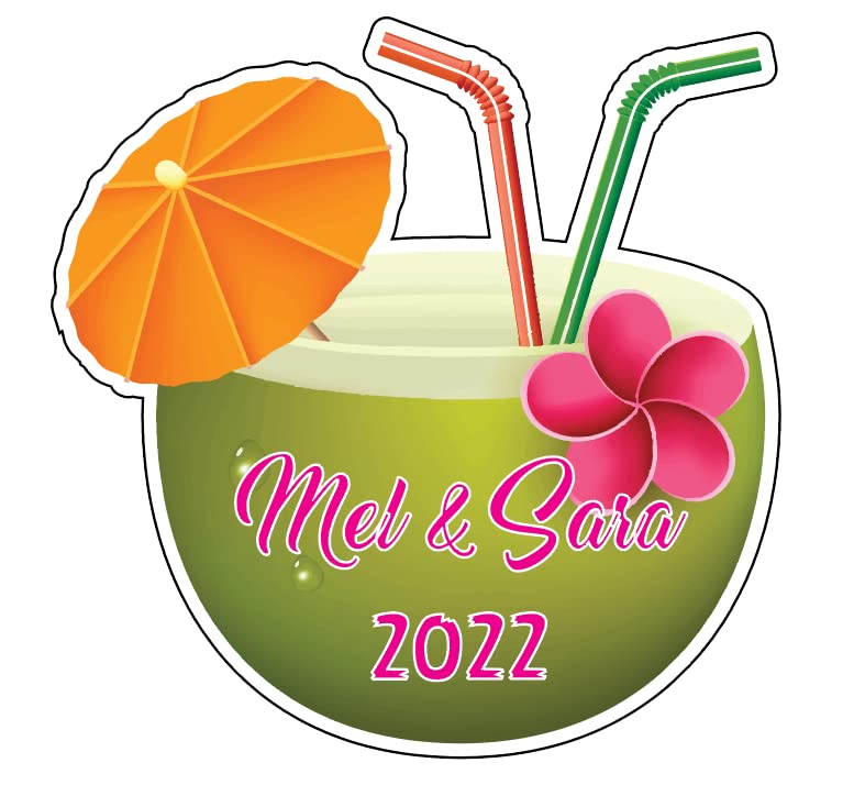 Magnet Customized for your Stateroom Door on your Disney Cruise, Carnival, Royal Caribbean, etc. - Personalized Coconut Drink with Pink Flower