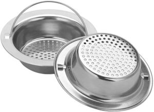 2pcs kitchen sink strainer food catcher stainless steel, sink strainers for kitchen sink garbage disposal, kitchen sink drain strainer basket, sink drain filter cover stopper with handle large rim