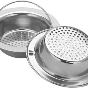 2Pcs Kitchen Sink Strainer Food Catcher Stainless Steel, Sink Strainers for Kitchen Sink Garbage Disposal, Kitchen Sink Drain Strainer Basket, Sink Drain Filter Cover Stopper with Handle Large Rim