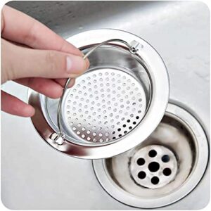 2Pcs Kitchen Sink Strainer Food Catcher Stainless Steel, Sink Strainers for Kitchen Sink Garbage Disposal, Kitchen Sink Drain Strainer Basket, Sink Drain Filter Cover Stopper with Handle Large Rim