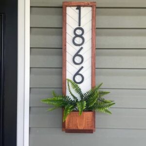 fairview vertical address sign planter for your house, vertical house numbers plaque outside home, house numbers address plaque, modern house number sign, waterproof address numbers, house numbers