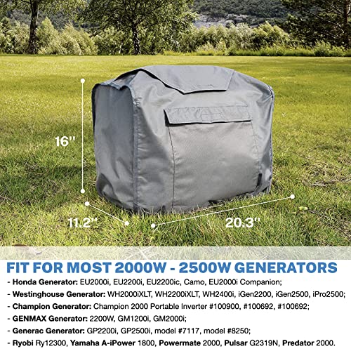 PatioGem Waterproof Generator Cover for Most 2000W-2500W Outdoor Inverter Generators, Fit for Honda EU2000i/2200i/Camco, Westinghouse WH2000i-2400i, iGen2200/2500, Champion2000W, Generac2200W